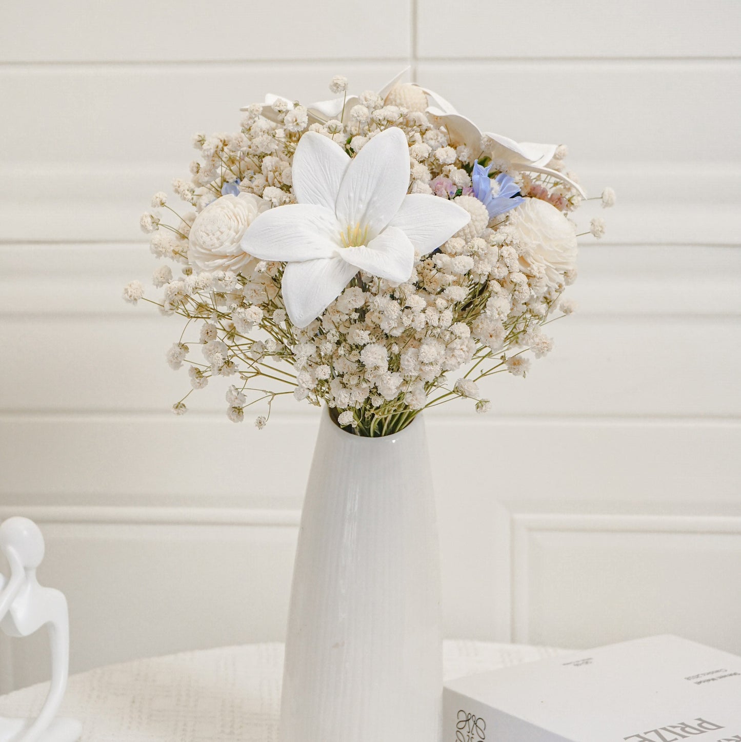 White Baby’s Breath & Lily Dried Flower Bouquet