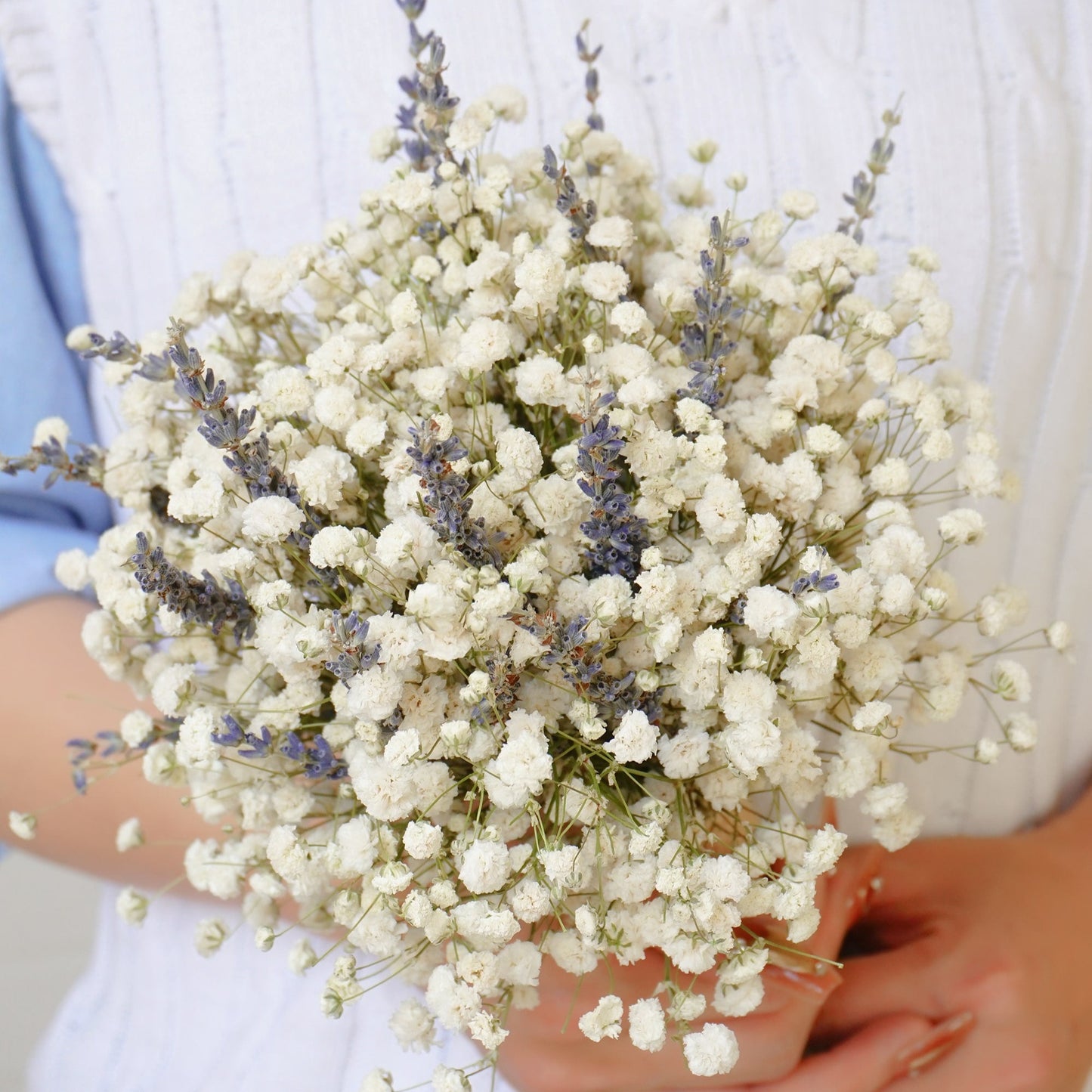 White Gypsophila & Lavender Dried Flower Bouquet