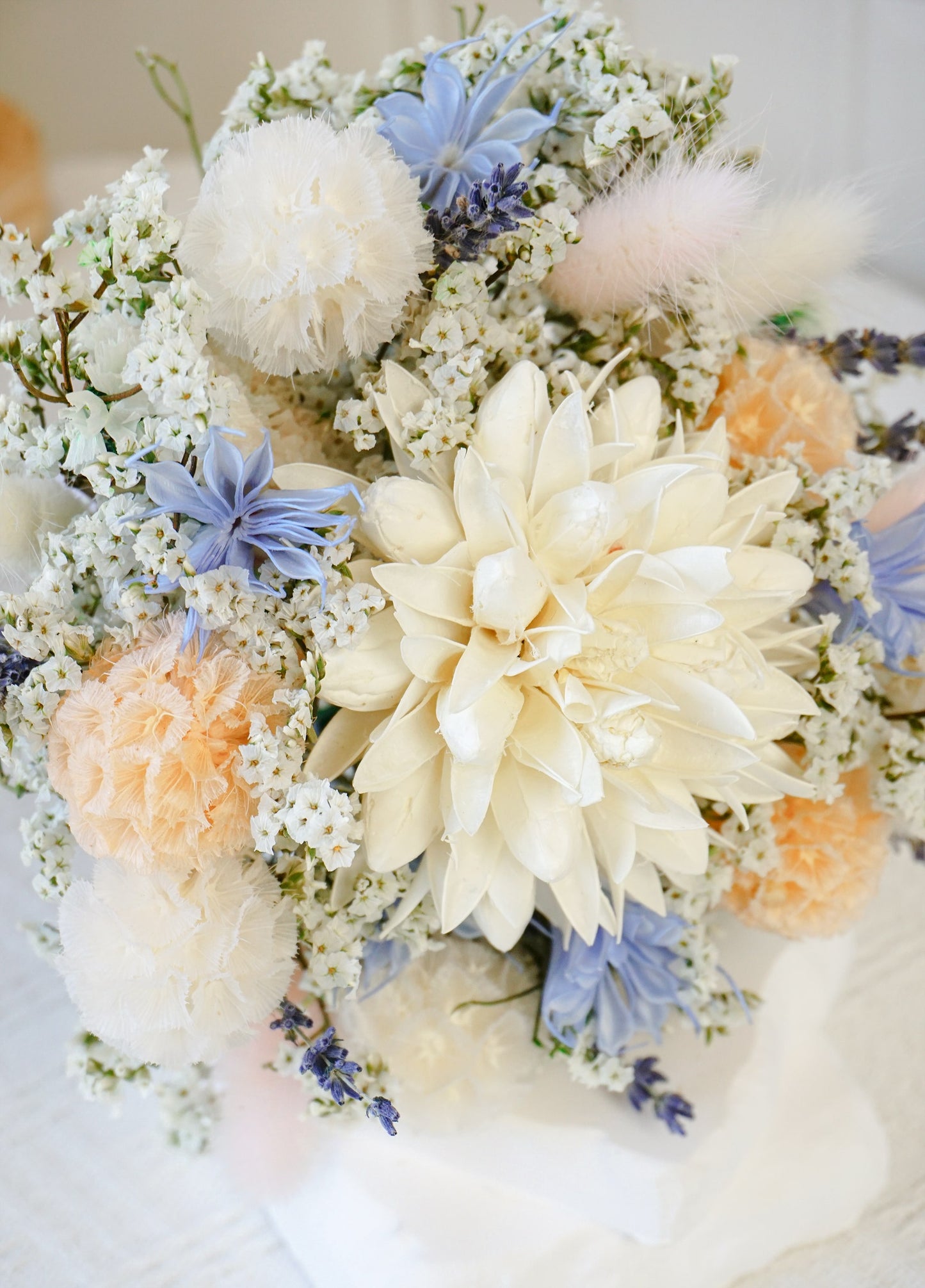 White Magnolias Orchid Windmill Hydrangea Bouquet