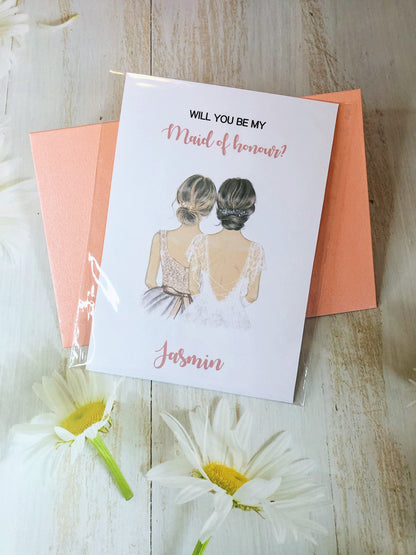 Illustrated Bridesmaid & Maid of Honour Dress Proposal Card