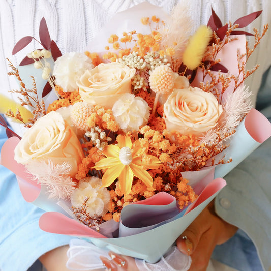 Champagne Rose Dried Flower Gift Bouquet