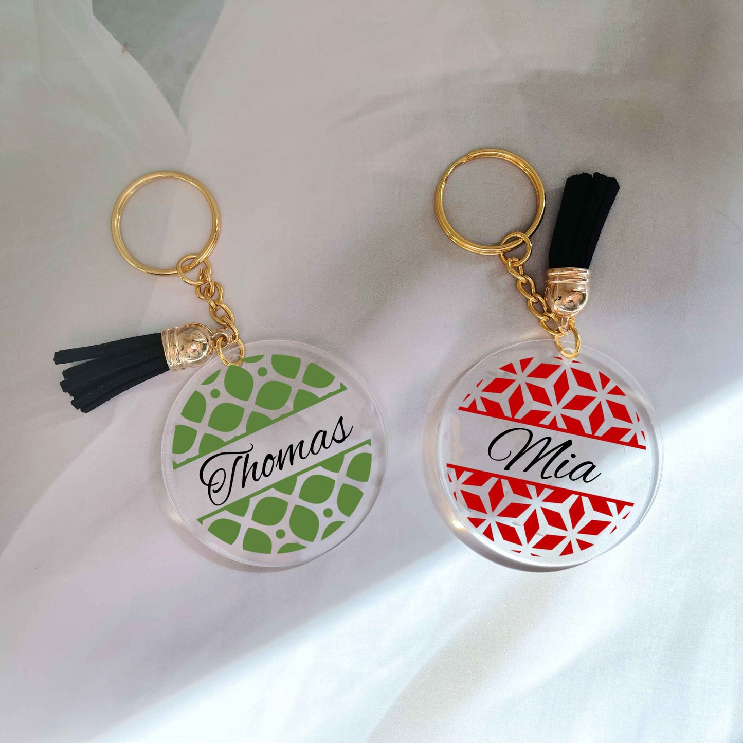 Christmas Themed Acrylic Keyring with tassel