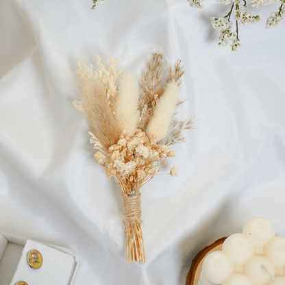 Dreamy White Dried Flower Wedding Boutonniere
