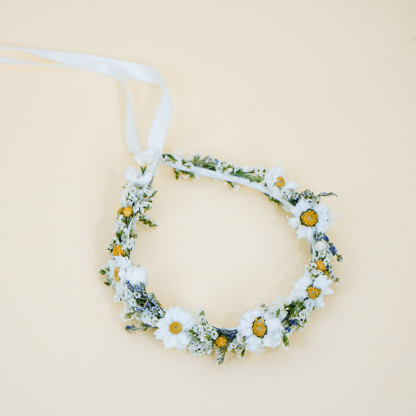 Dried Daisy Flower Crown – Rustic Wedding Halo for Brides & Flower Girls