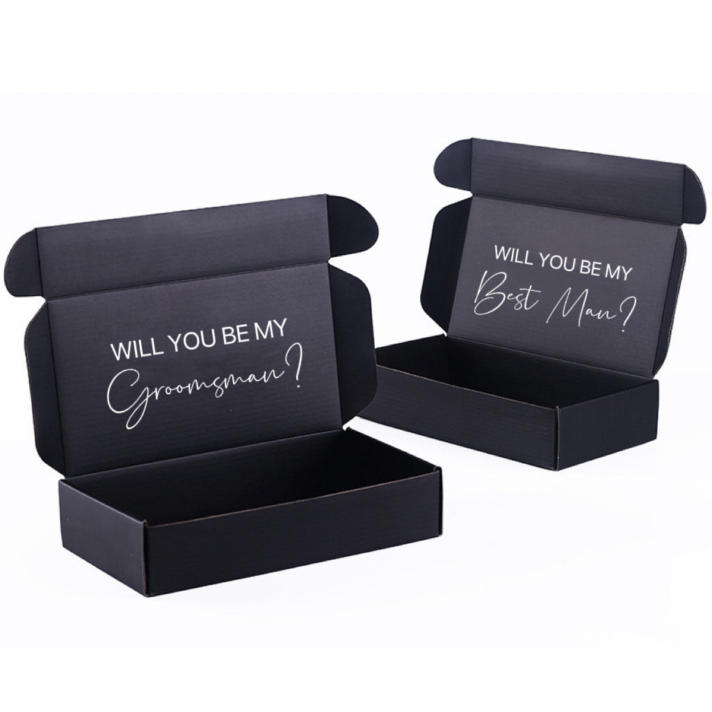 Discover sleek black airplane packaging boxes, perfect for wedding proposals or small business packaging solutions, combining elegance and functionality for any occasion.