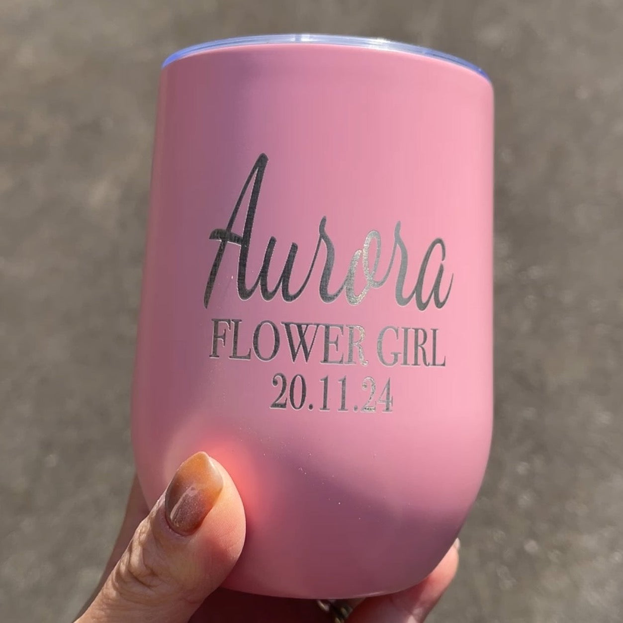 Flower Girl Gift Bundle: PVC bag, floral scrunchies, sunglasses, and tumbler - perfect keepsakes!