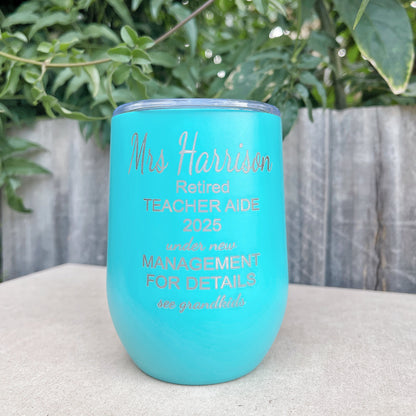 Retirement Engraved Wine Tumbler