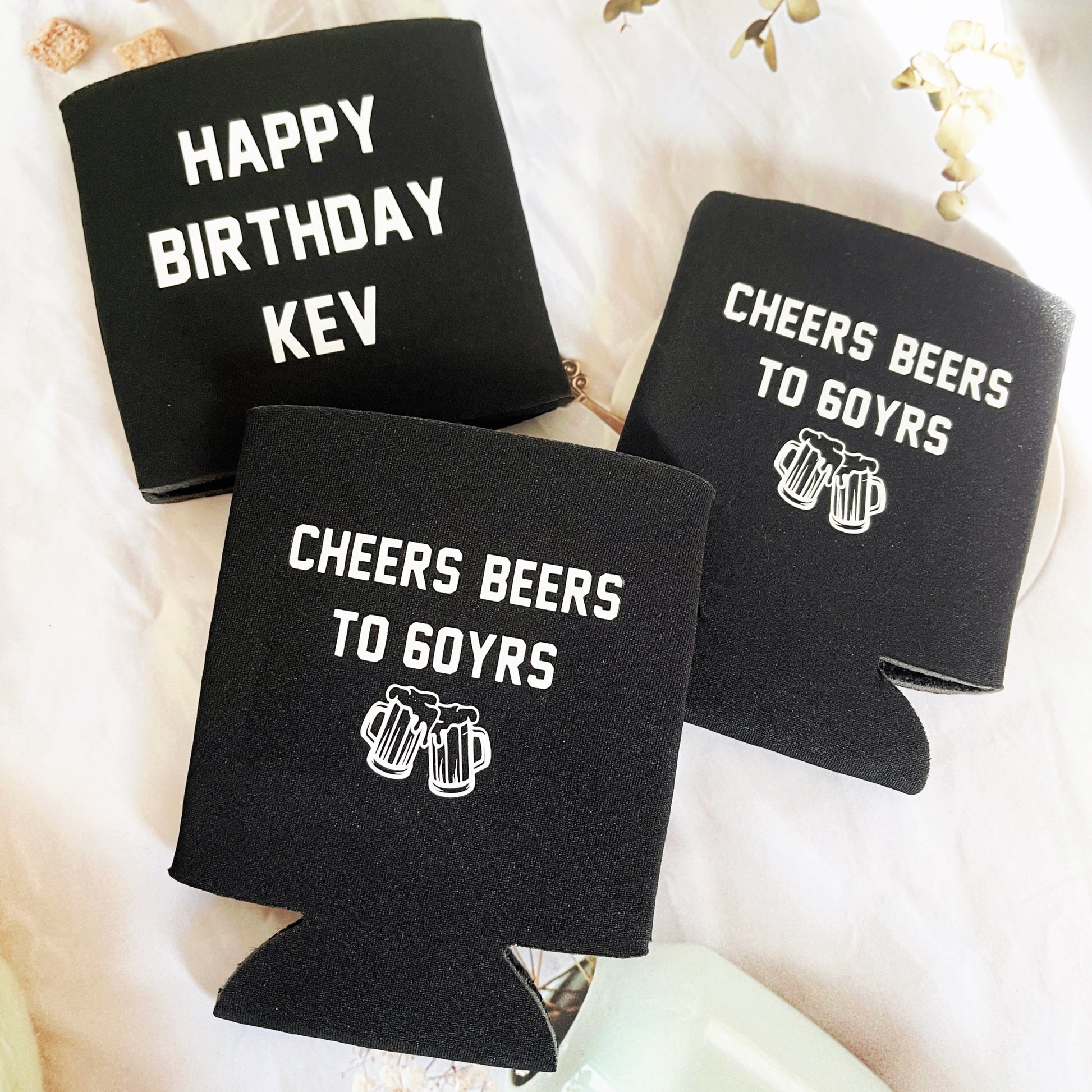 Birthday Celebration Stubby Holder - Cheers beers to 60 years