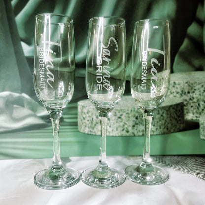 Engraved Bridesmaid Champagne Flute