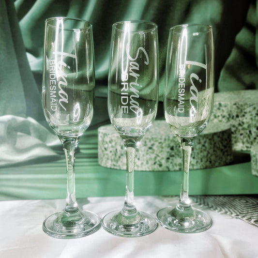 Engraved Bridesmaid Champagne Flute