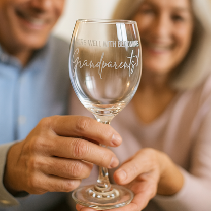 "PAIRS WELL WITH BECOMING......." Engraved Wine Glasses