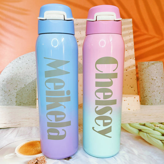 Personalised Kid Engraved Insulated water bottle with straw