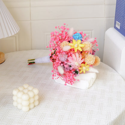 Pink Baby’s Breath & Orchid Bohemian Bouquet