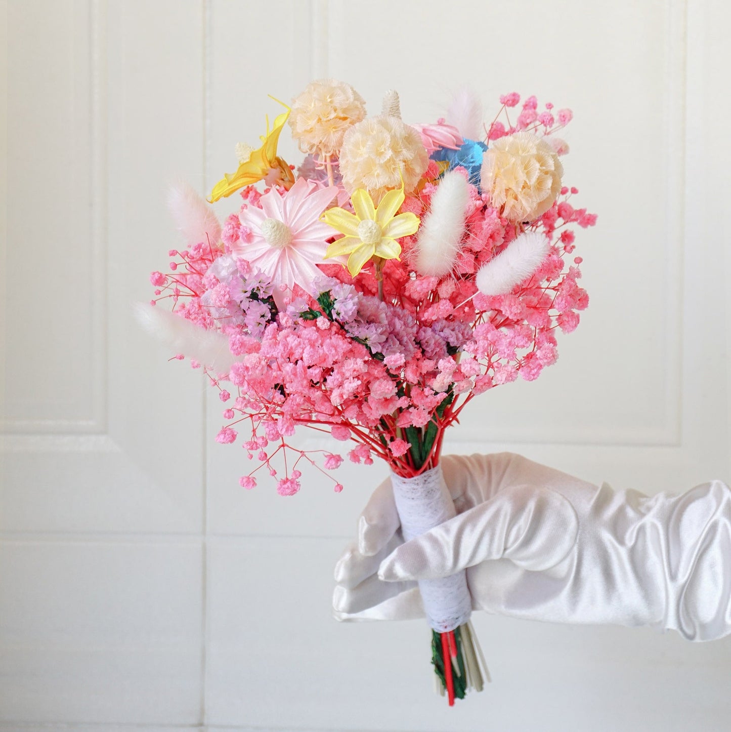 Pink Baby’s Breath & Orchid Bohemian Bouquet