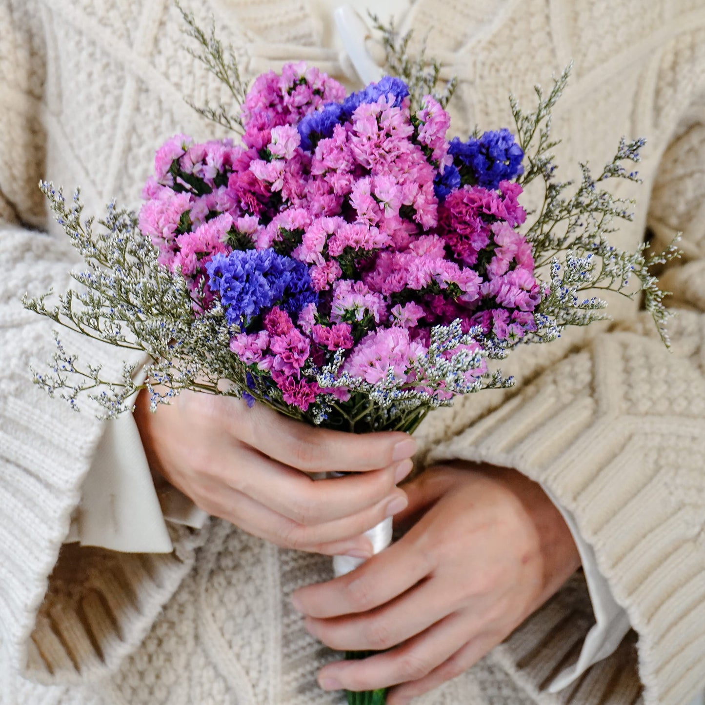 Pink Forget-Me-Not Dried Wedding Flower Bouquet