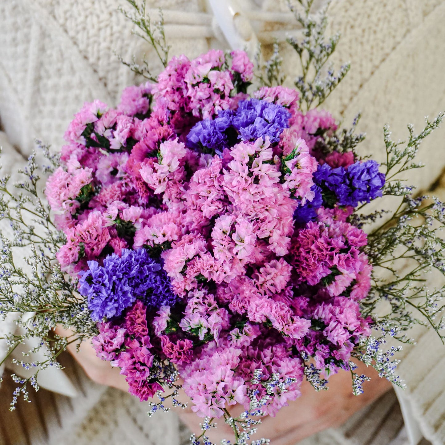 Pink Forget-Me-Not Dried Wedding Flower Bouquet