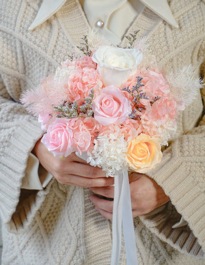 Pink Hydrangea & Rose Dried Flower Bouquet