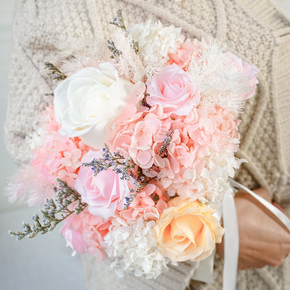 Pink Hydrangea & Rose Dried Flower Bouquet