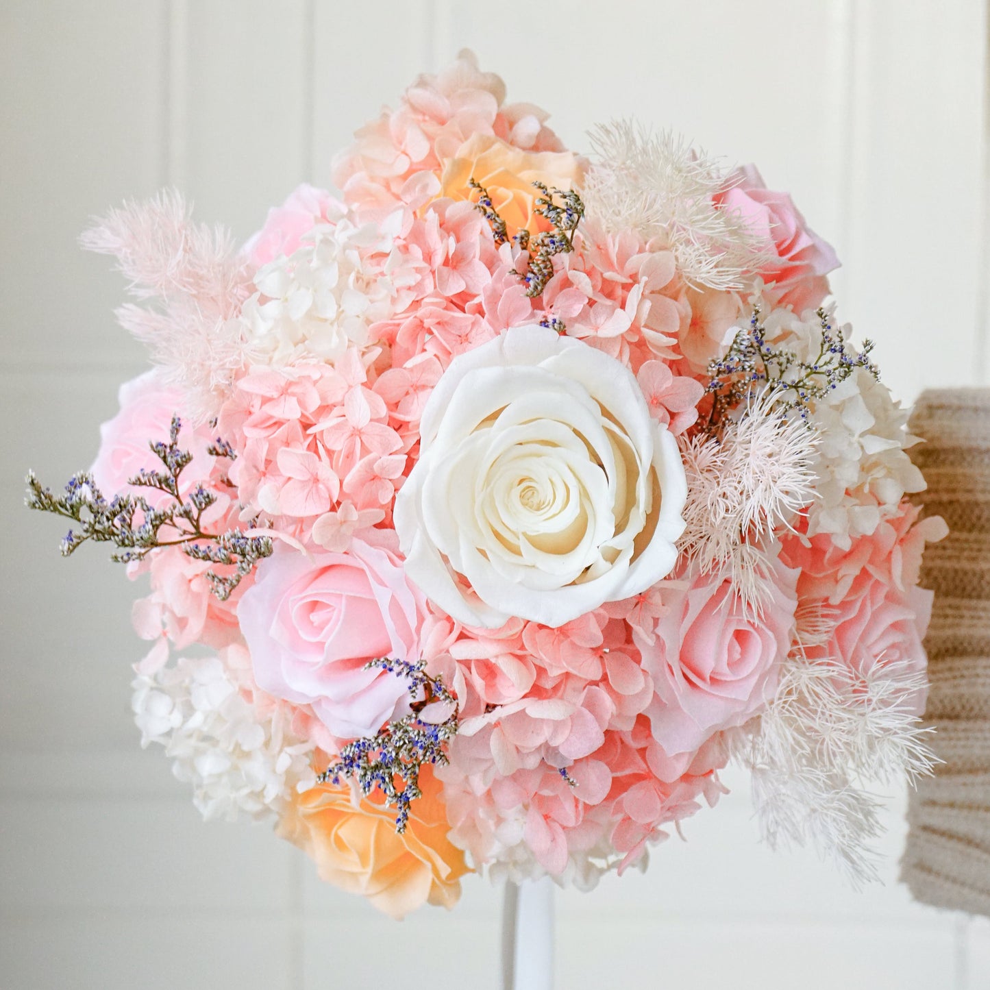 Pink Hydrangea & Rose Dried Flower Bouquet