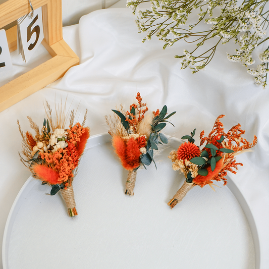 Red Dried Flower Boutonniere