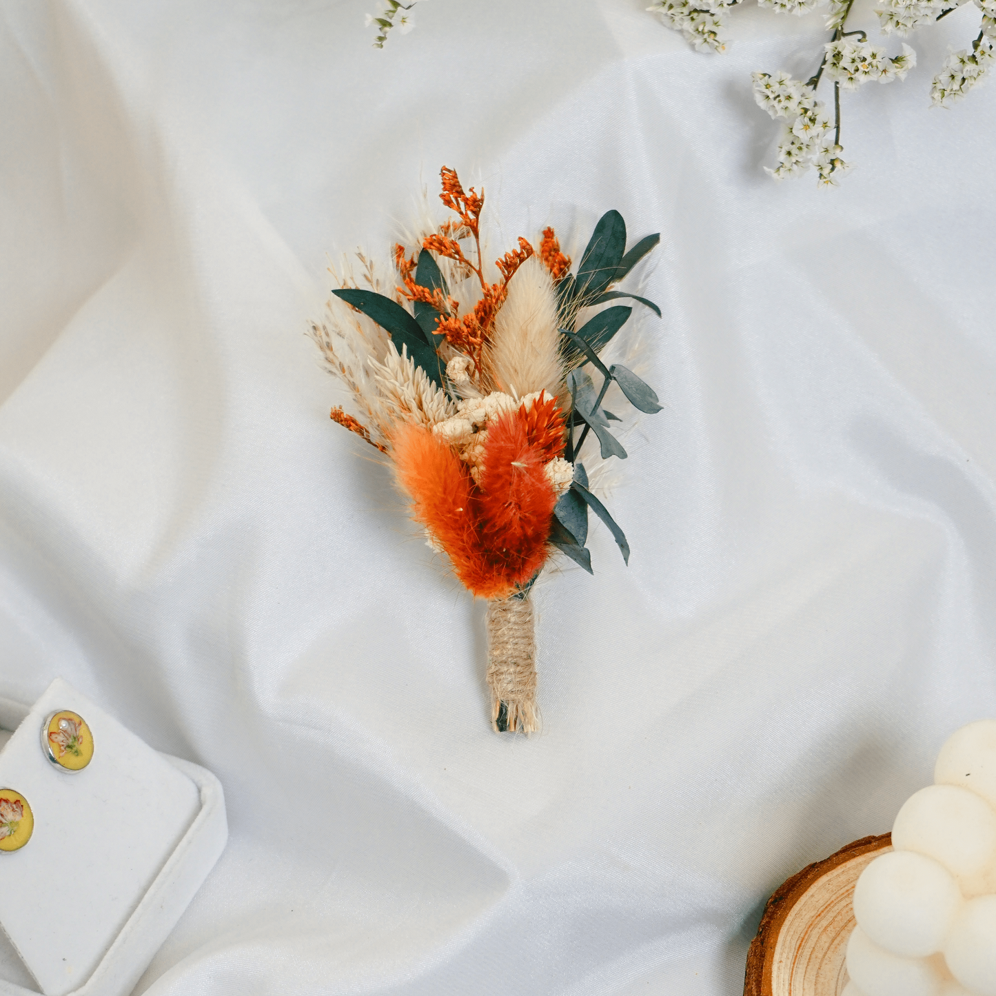 Red Dried Flower Boutonniere