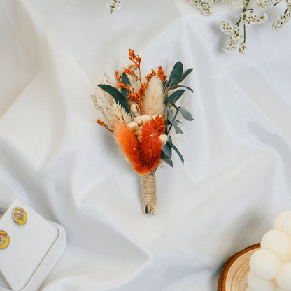 Red Dried Flower Boutonniere