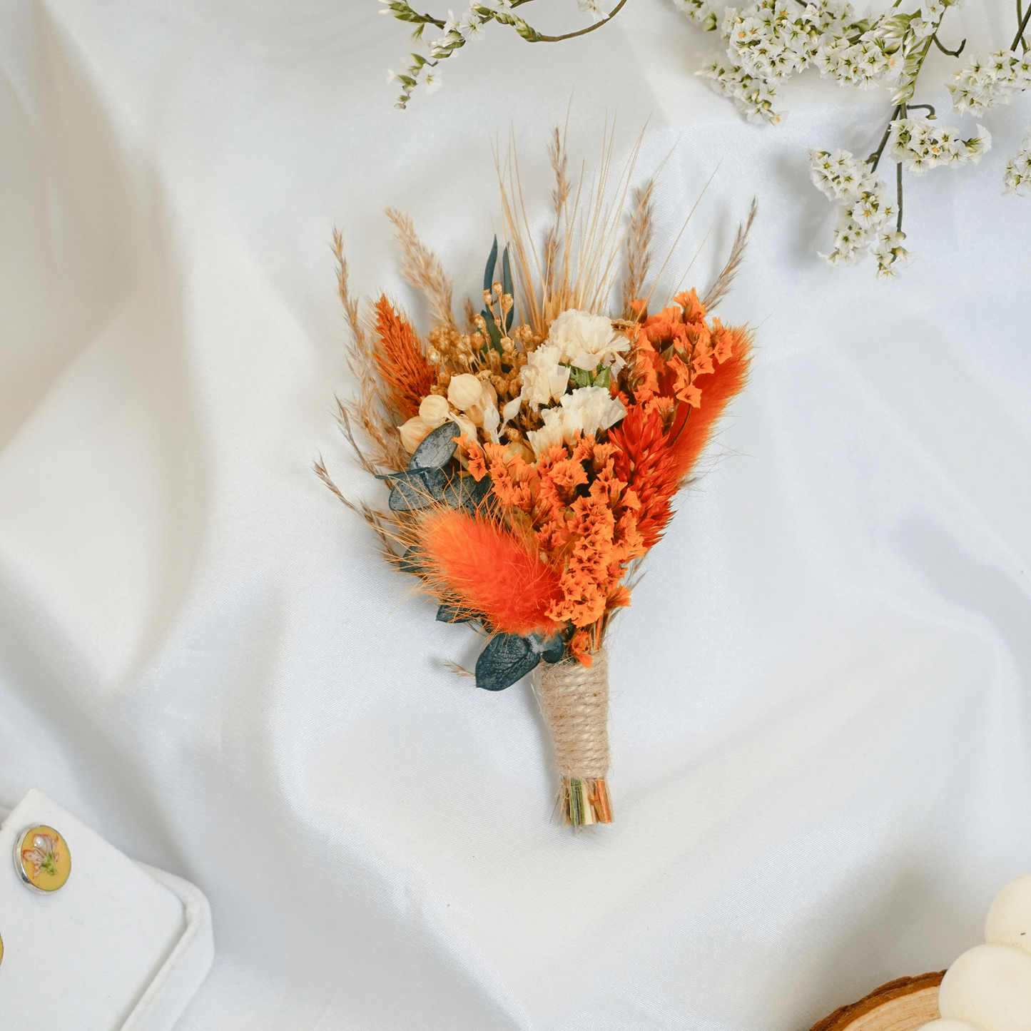Red Dried Flower Boutonniere