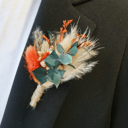 Red Dried Flower Boutonniere