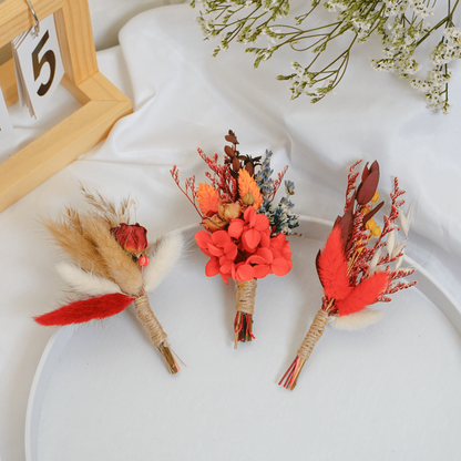 Red Dried Flower Boutonniere