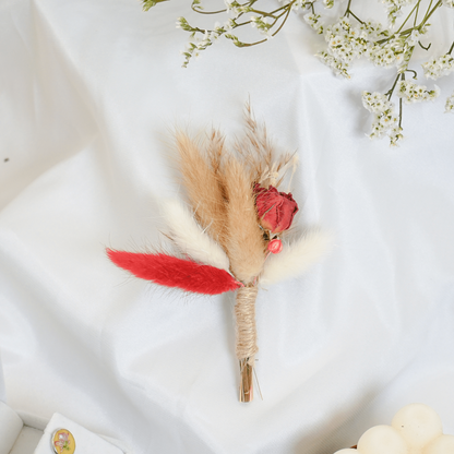 Red Dried Flower Boutonniere