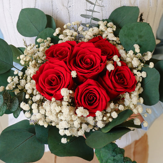 Red Rose & Eucalyptus Dried Flower Bouquet