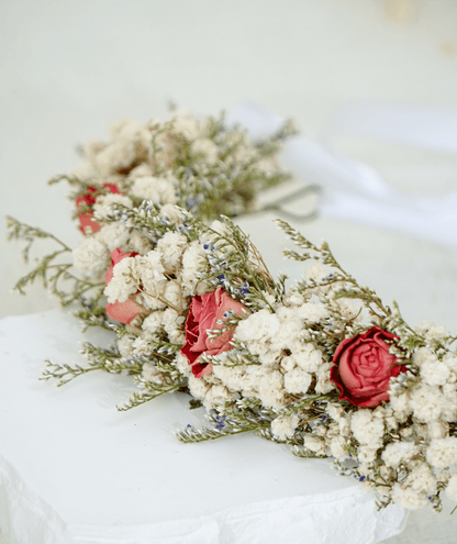 Romantic White Baby’s Breath & Rose Flower Crown