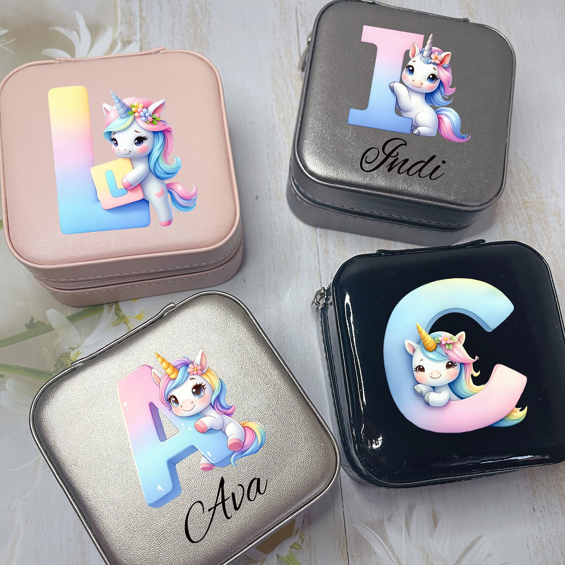 Personalized Floral Initial Travel Jewellery Box with Name|Stylish