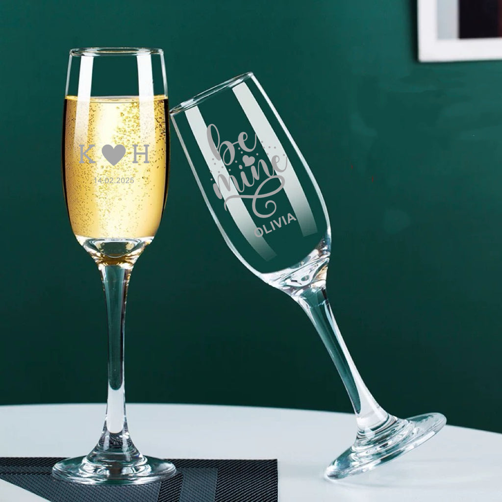 Valentine's Day Engraved Champagne Flute