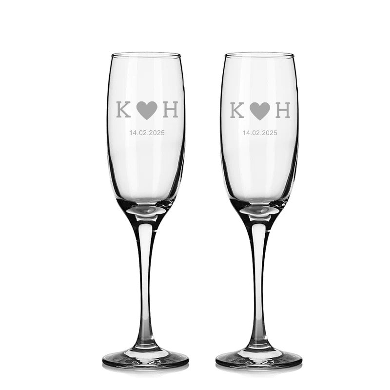 Valentine's Day Engraved Champagne Flute, Valentine's gift for her, Valentines gift for Him