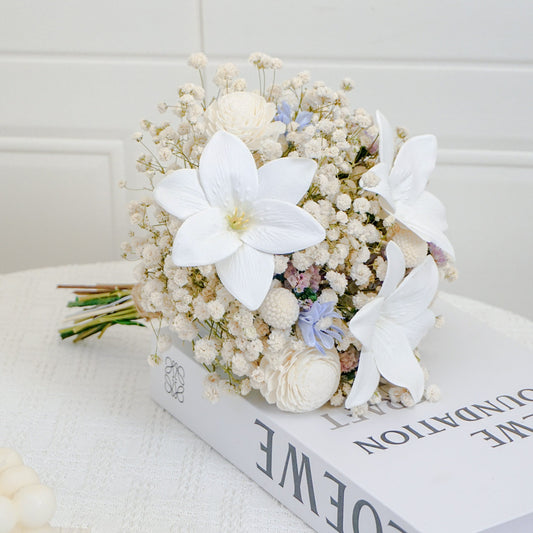 White Baby’s Breath & Lily Dried Flower Bouquet