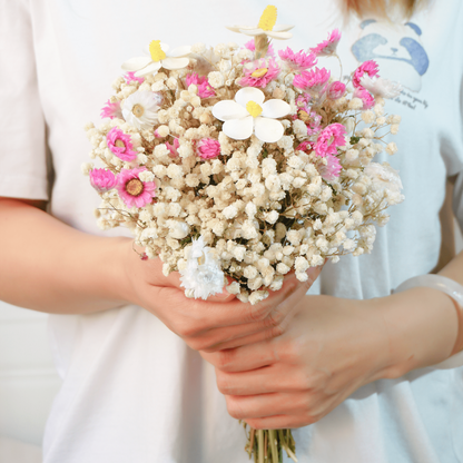 White Gypsophila Daisy & Violet Dried Flower Bouquet