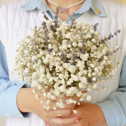 White Gypsophila & Lavender Dried Flower Bouquet