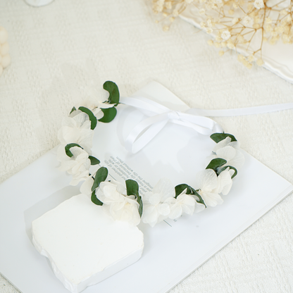 White Hydrangea & Eucalyptus Flower Crown