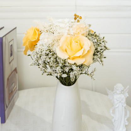 White Hydrangea & Rose Dried Flower Bouquet