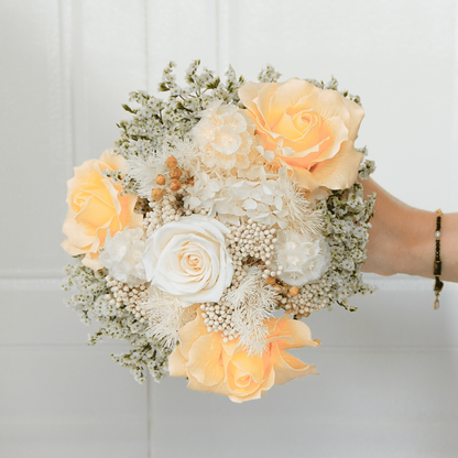 White Hydrangea & Rose Dried Flower Bouquet
