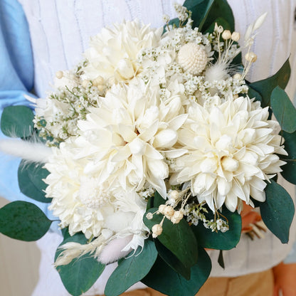 White Magnolia & Eucalyptus Dried Flower Bouquet