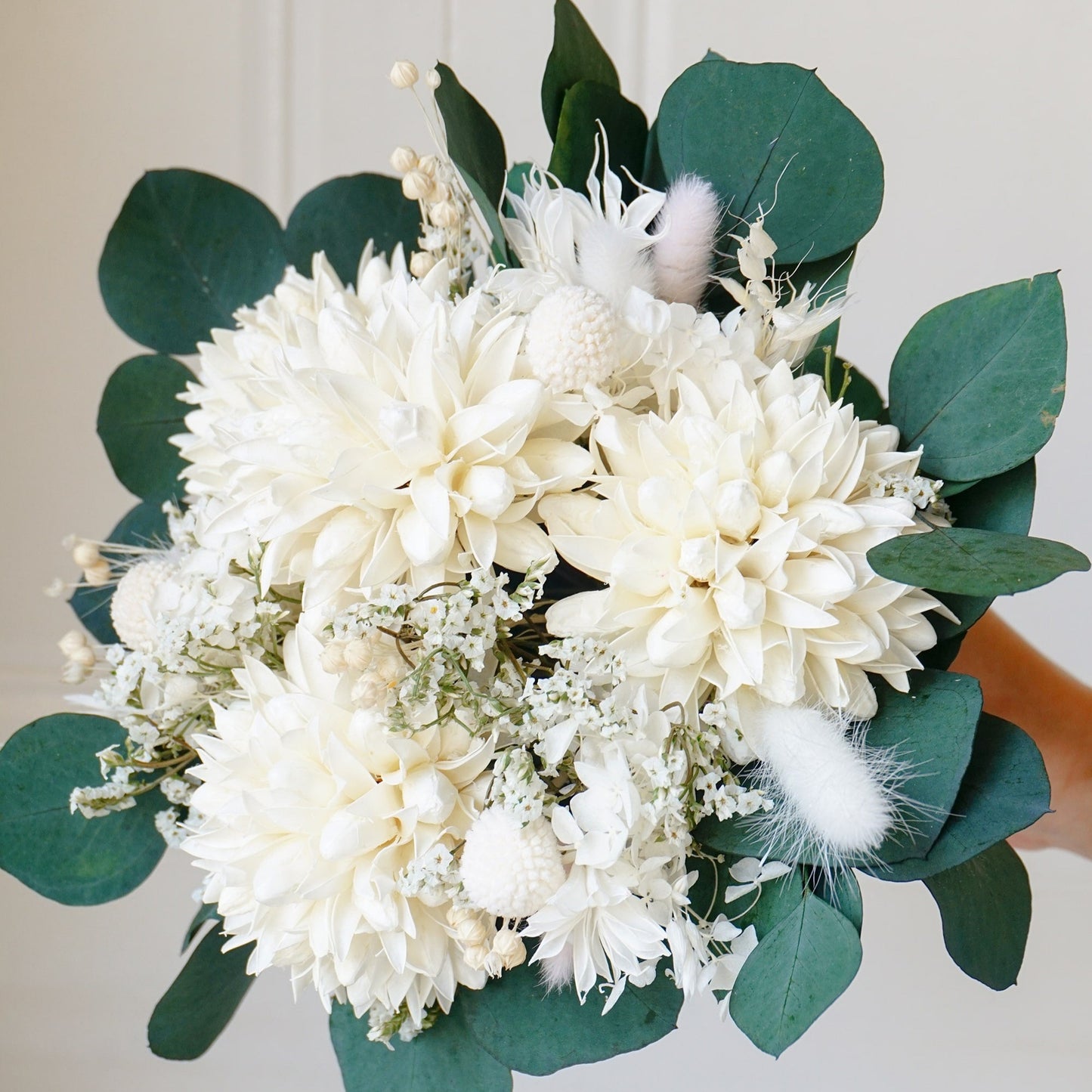 White Magnolia & Eucalyptus Dried Flower Bouquet