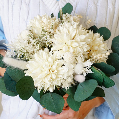 White Magnolia & Eucalyptus Dried Flower Bouquet