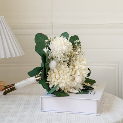 White Magnolia & Eucalyptus Dried Flower Bouquet