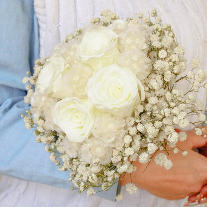 White Rose & Champagne Ball Dried Flower Bouquet