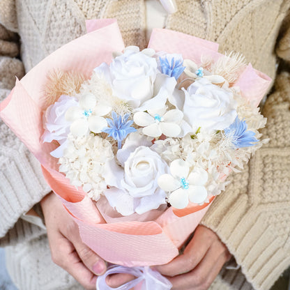 White Rose & Hydrangea Dried Flower Bouquet