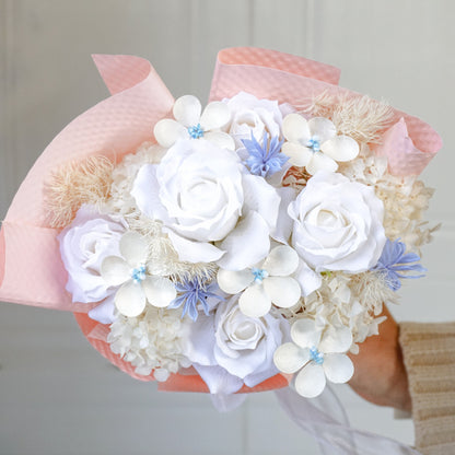 White Rose & Hydrangea Dried Flower Bouquet
