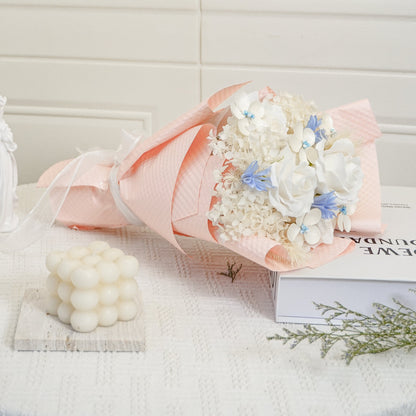 White Rose & Hydrangea Dried Flower Bouquet