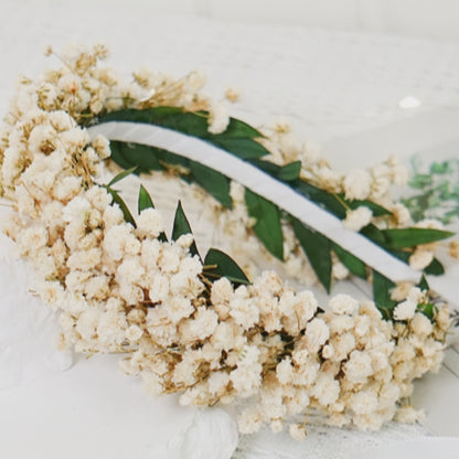 Eucalyptus & Baby’s Breath Dried Flower Crown for bride & flower Girl